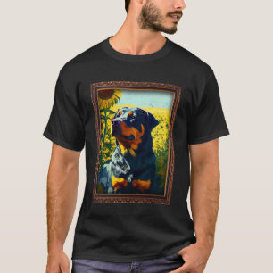 Rottweiler Rottie Painting Sunflower Flower Mum Wo T-Shirt