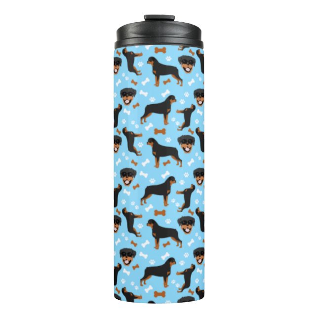 Rottweiler Rottie Pattern Pawprint  Thermal Tumbler (Front)