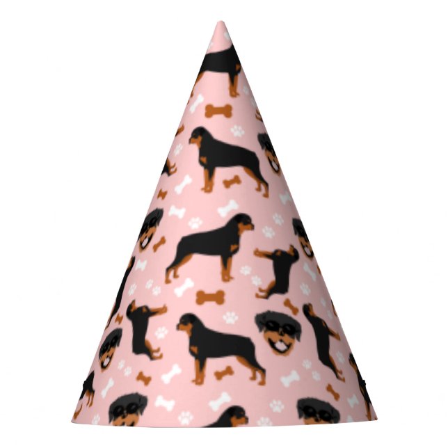 Rottweiler Rottie Pink Girl Pawprint Pattern  Party Hat (Front)