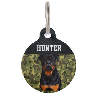 Rottweiler Rugged Camo Name Cool Dog Animal Pet Pet Tag