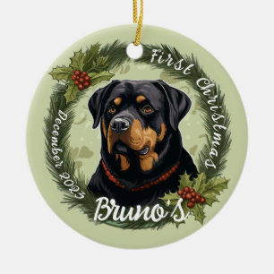 Rottweiler’s First Christmas Ceramic Tree Decoration