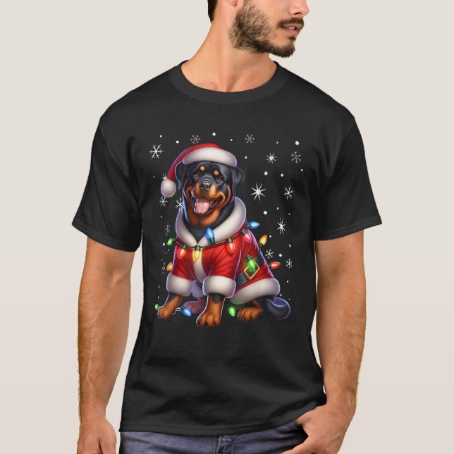 Rottweiler Santa Claus Rottweiler Costume Rottweil T-Shirt (Front)