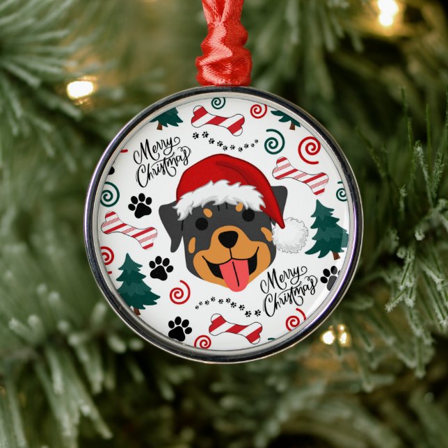 Rottweiler Santa Hat Christmas Ornament Keepsake (Tree)
