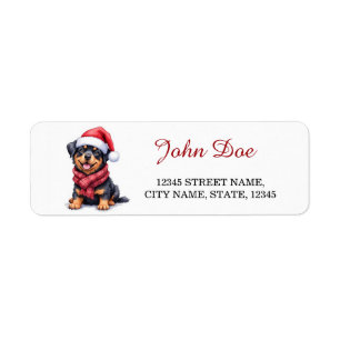 Rottweiler Santa Hat Christmas Return Address