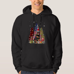 Rottweiler Santa Hat Light Buffalo Plaid Leopard X Hoodie