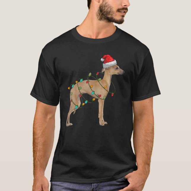 Rottweiler Santa Hat Lights  Christmas Pajama Dog T-Shirt (Front)