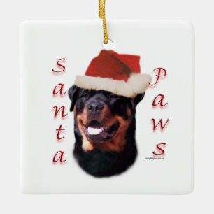 Rottweiler Santa Paws Ceramic Ornament