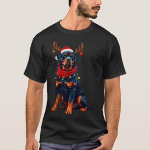 Rottweiler Santa Reindeer Christmas Xmas Dog Lover T-Shirt