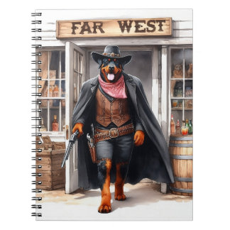 Rottweiler Sheriff in Far West Saloon Watercolor Notebook