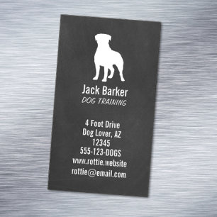 Rottweiler Silhouette Chalkboard Style Magnetic Business Card