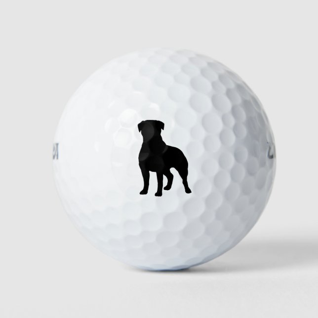 Rottweiler Silhouette Golf Balls (Front)