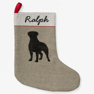 Rottweiler Silhouette Personalised Dog Breed Xmas Small Christmas Stocking