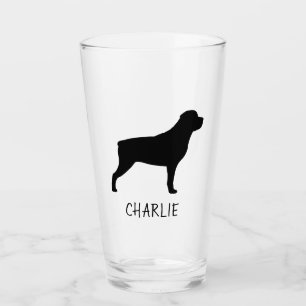 Rottweiler Silhouette Personalised Rottie Lover's Glass