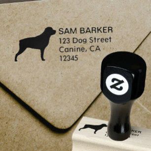 Rottweiler Silhouette Return Address Rubber Stamp