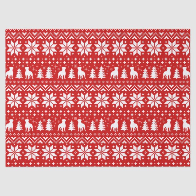 Rottweiler Silhouettes Christmas Pattern Tissue Paper (Front)