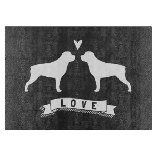 Rottweiler Silhouettes Love Cutting Board