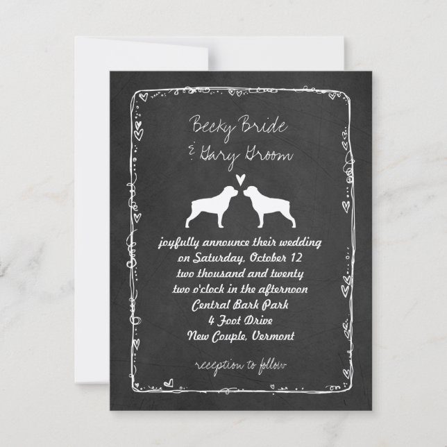 Rottweiler Silhouettes Wedding Announcement (Front)