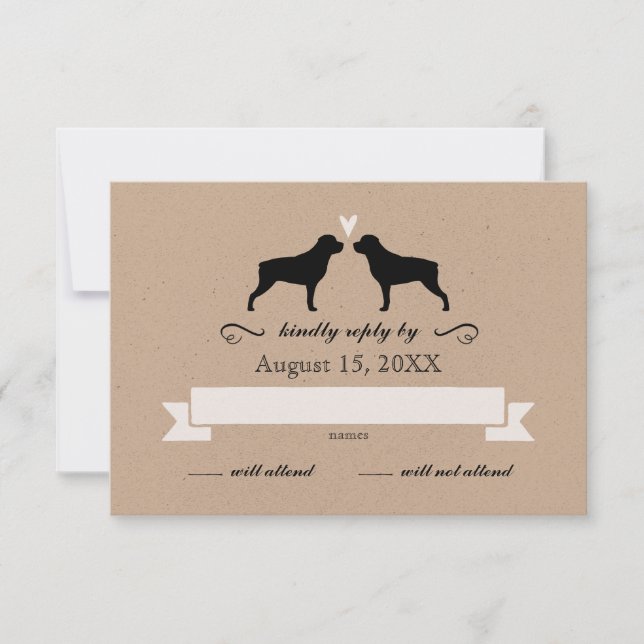 Rottweiler Silhouettes Wedding Reply RSVP (Front)