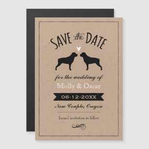 Rottweiler Silhouettes Wedding Save the Date Magnetic Invitation