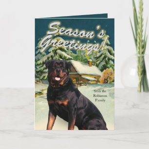 Rottweiler Snow Cabin Christmas Cards