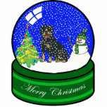 rottweiler snow globe photo sculpture decoration<br><div class="desc">cute holiday ornament</div>