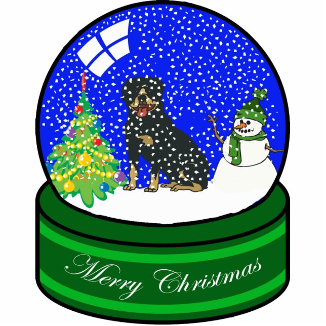 rottweiler snow globe photo sculpture decoration (Front)