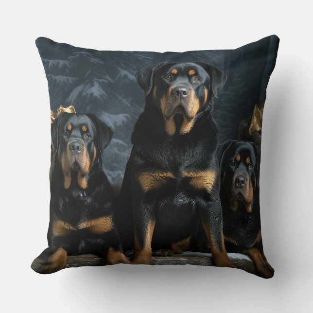 Rottweiler Snowy Sleigh Christmas Decor  Cushion (Front)