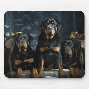 Rottweiler Snowy Sleigh Christmas Decor  Mouse Mat
