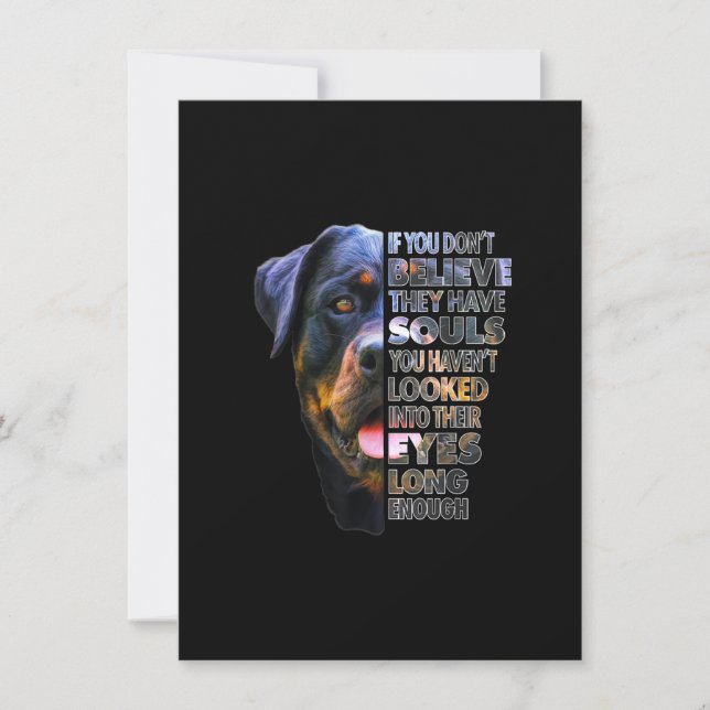 Rottweiler Soul I Love Rotties Dog Lover Thank You Card (Front)
