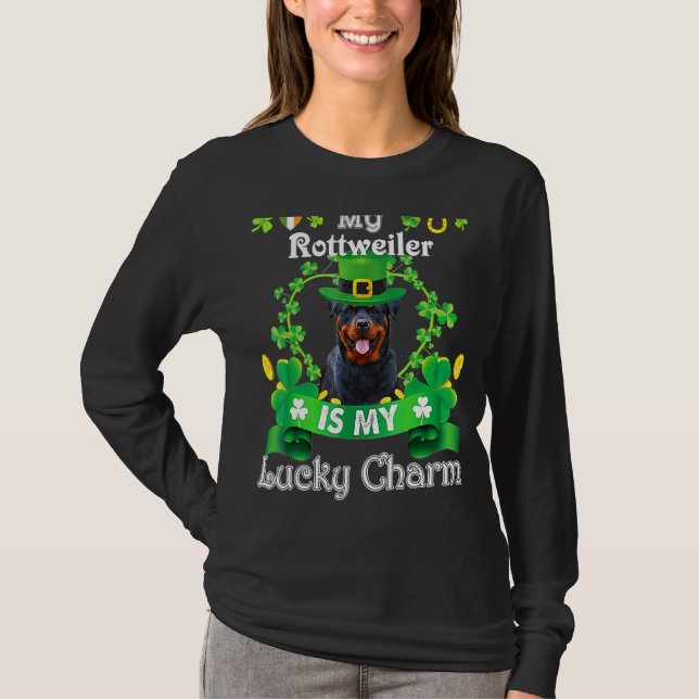 Rottweiler St Patrick S Day Irish Funny Dog Lover T-Shirt (Front)