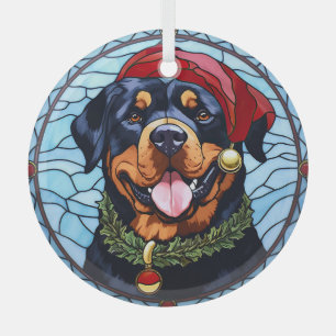 Rottweiler Stained Glass Christmas Tree Decoration