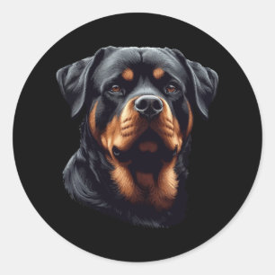 Rottweiler Stunning Dog Head Art  Classic Round Sticker