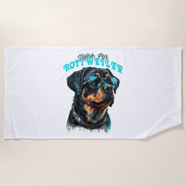 Rottweiler Stylish Pets Beach Towel (Front)