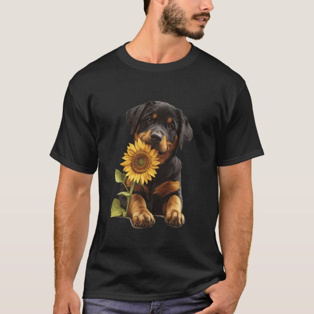 Rottweiler Sunflower T-Shirt (Front)