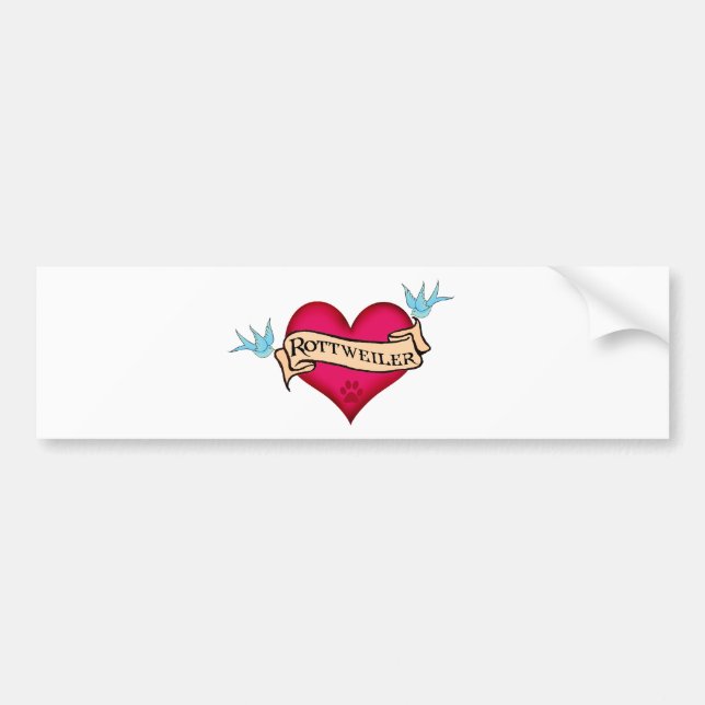 Rottweiler Tattoo Heart Bumper Sticker (Front)