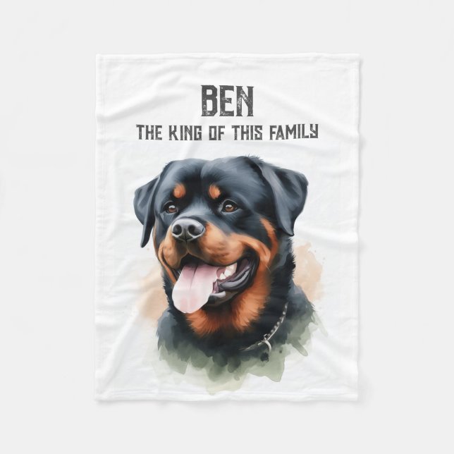Rottweiler - THE KING OF THIS FAMILY Fleece Blanket (Front)
