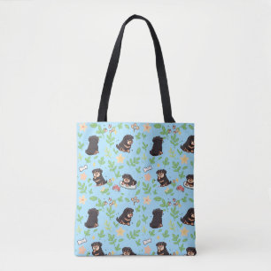 Rottweiler Tote Bag Cute Spring Floral Kawaii