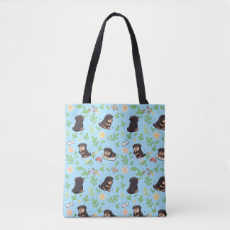 Rottweiler Tote Bag Cute Spring Floral Kawaii