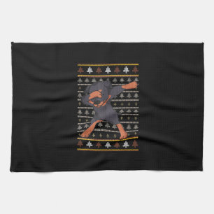 Rottweiler Ugly Sweater Christmas Dog Dab Dance Tea Towel