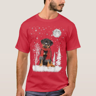 Rottweiler Under Moonlight Snow Christmas Pajama  T-Shirt