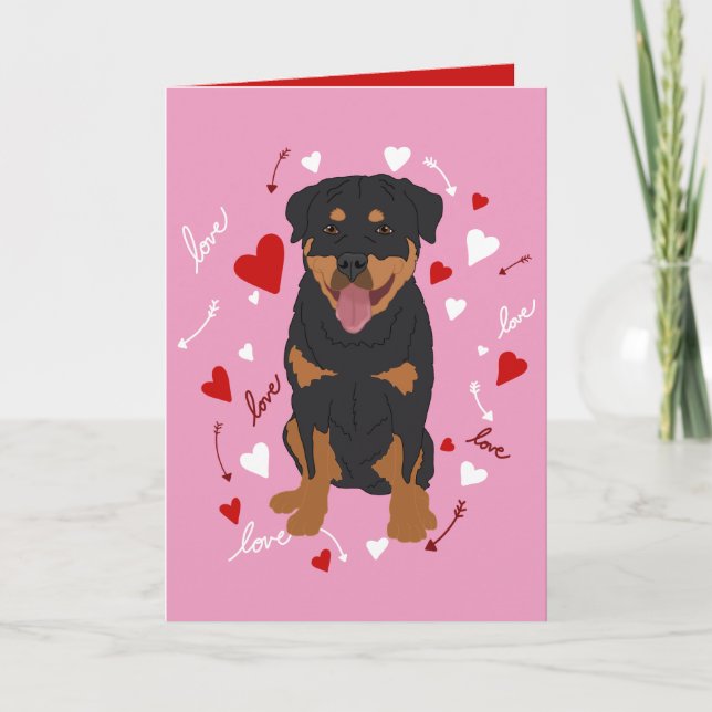 Rottweiler Valentines Day  Holiday Card (Front)