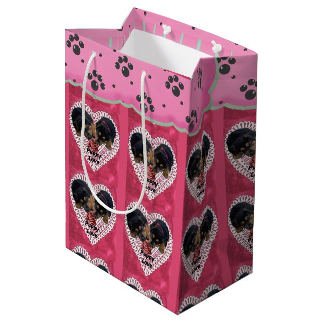 Rottweiler Valentine's Day Medium Gift Bag (Back Angled)