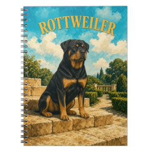 Rottweiler, Vintage Watercolor Dog Art Notebook