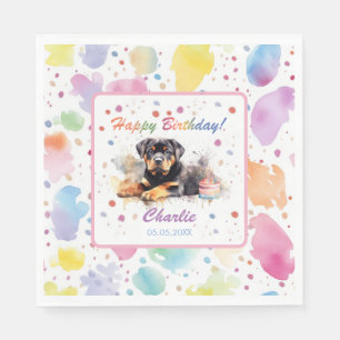 Rottweiler Watercolor Paper Napkins
