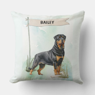 Rottweiler Watercolor Personalised Dog Cushion