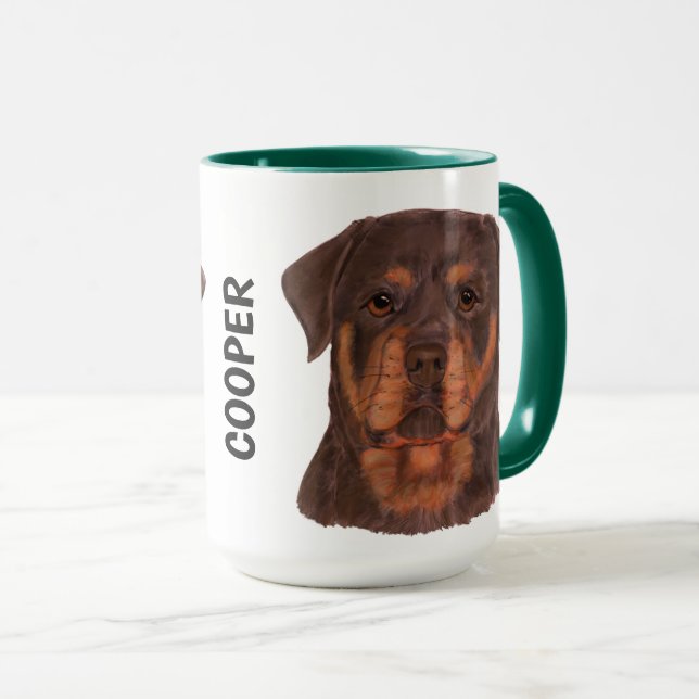 Rottweiler Watercolor Personalised Mug (Front Right)