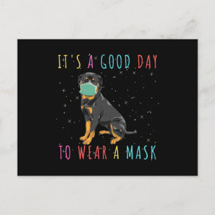 Rottweiler Wear A Mask Funny Its A Good Day To Wea Postcard