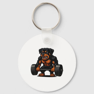 Rottweiler Weightlifting Bodybuilder Workout Gym D Key Ring