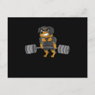 Rottweiler Weightlifting Bodybuilding  Dog Announcement Postcard