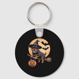 Rottweiler Witch Hat Pumpkin Halloween Costume Men Key Ring